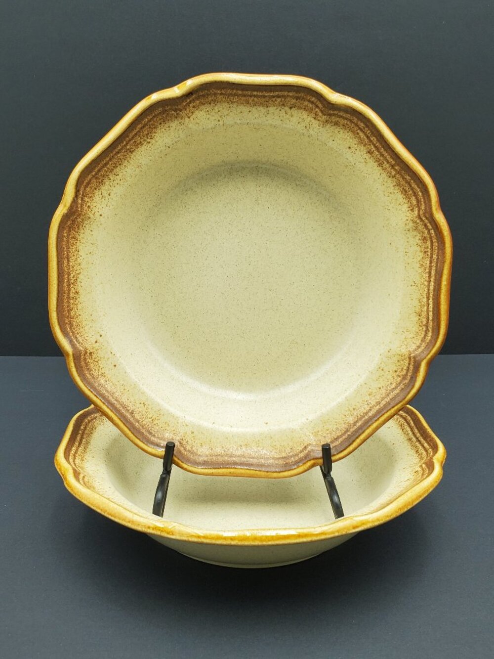 Mikasa Whole Wheat Rim Soup Bowls Speckled Tan Stoneware Soup Cereal Bowls